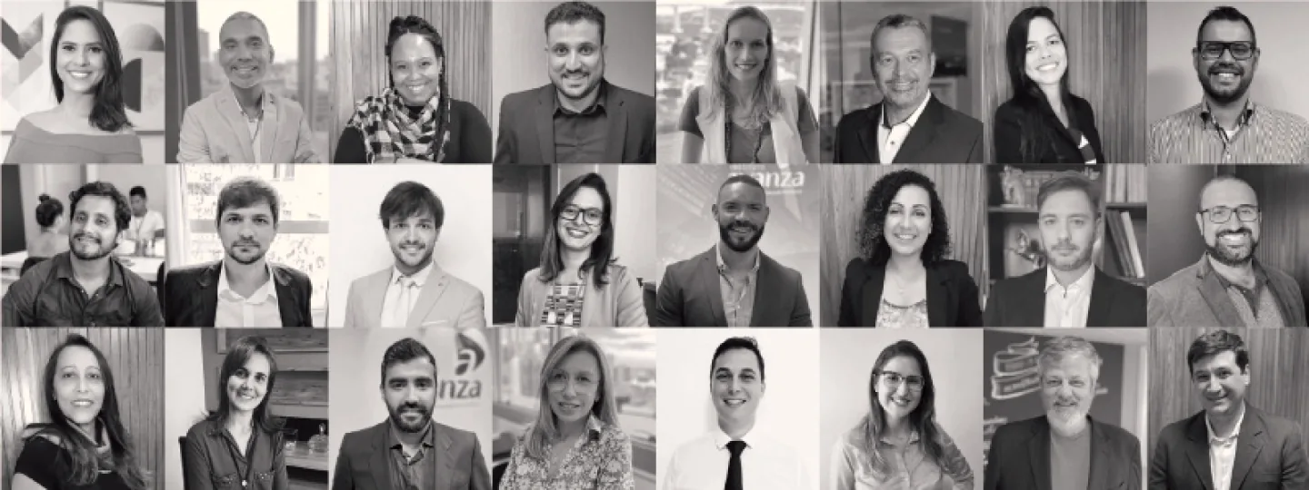 Mosaico com as fotos da equipe do Instituto Avanza